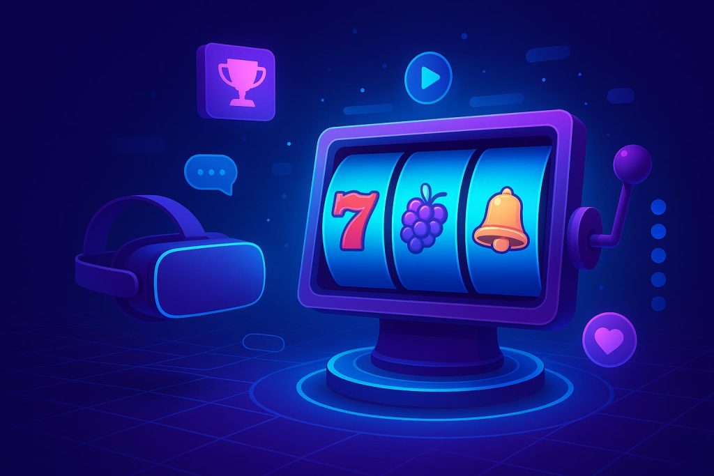 Virtual reality casino with futuristic online slot machines and interactive gamification features