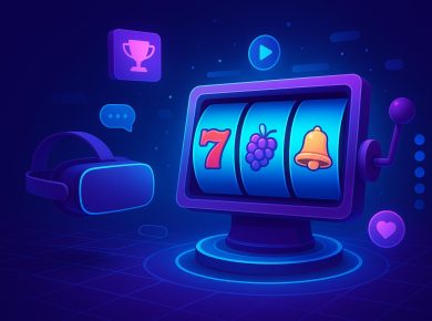 Virtual reality casino with futuristic online slot machines and interactive gamification features