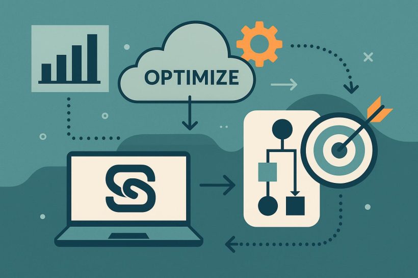 ServiceNow strategy and implementation concept with digital transformation icons and dashboard