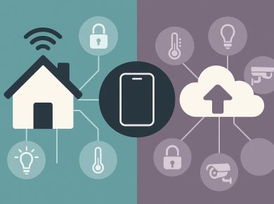 Smart home devices illustrating differences between local and cloud-based home automation systems
