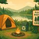 Eco-friendly campsite setup with reusable gear and minimal waste promoting sustainable camping