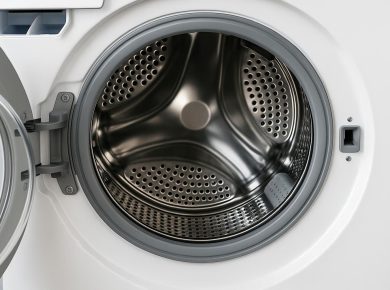 Washing machine internal parts including drum, motor, control panel, and hoses explained
