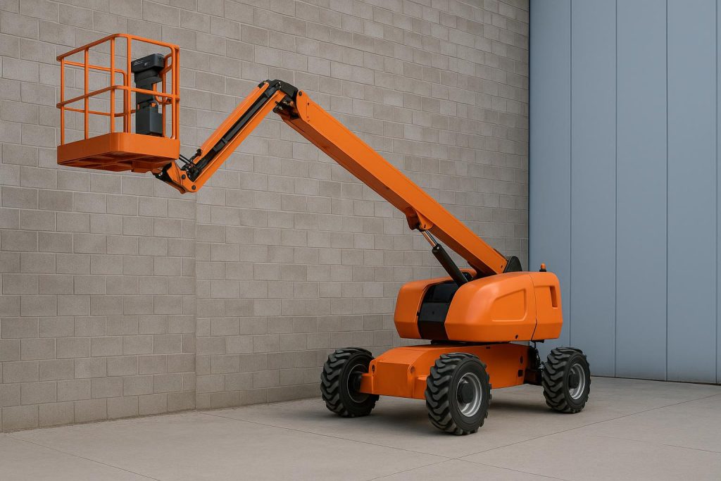Boom lift rental equipment at construction site for efficient project elevation solutions