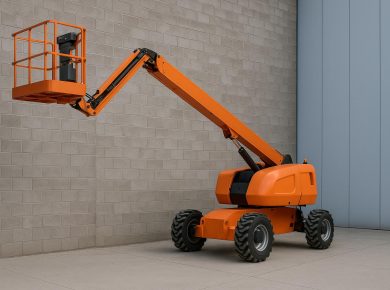 Boom lift rental equipment at construction site for efficient project elevation solutions
