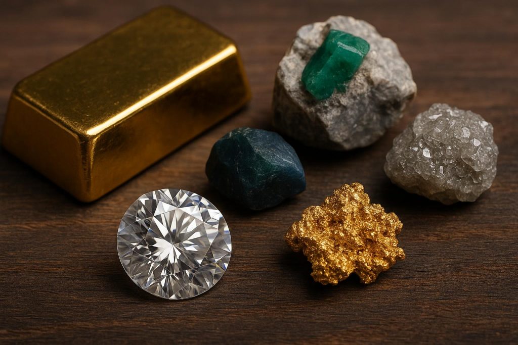 Assorted rare minerals and gemstones showcasing the world's most valuable natural resources