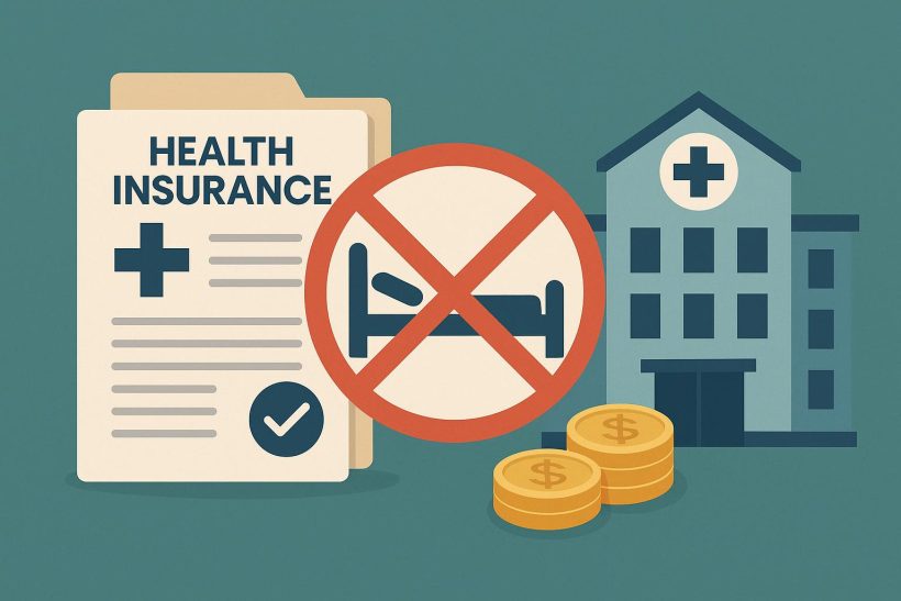 Health insurance policy document highlighting exclusions from 24-hour hospitalisation coverage