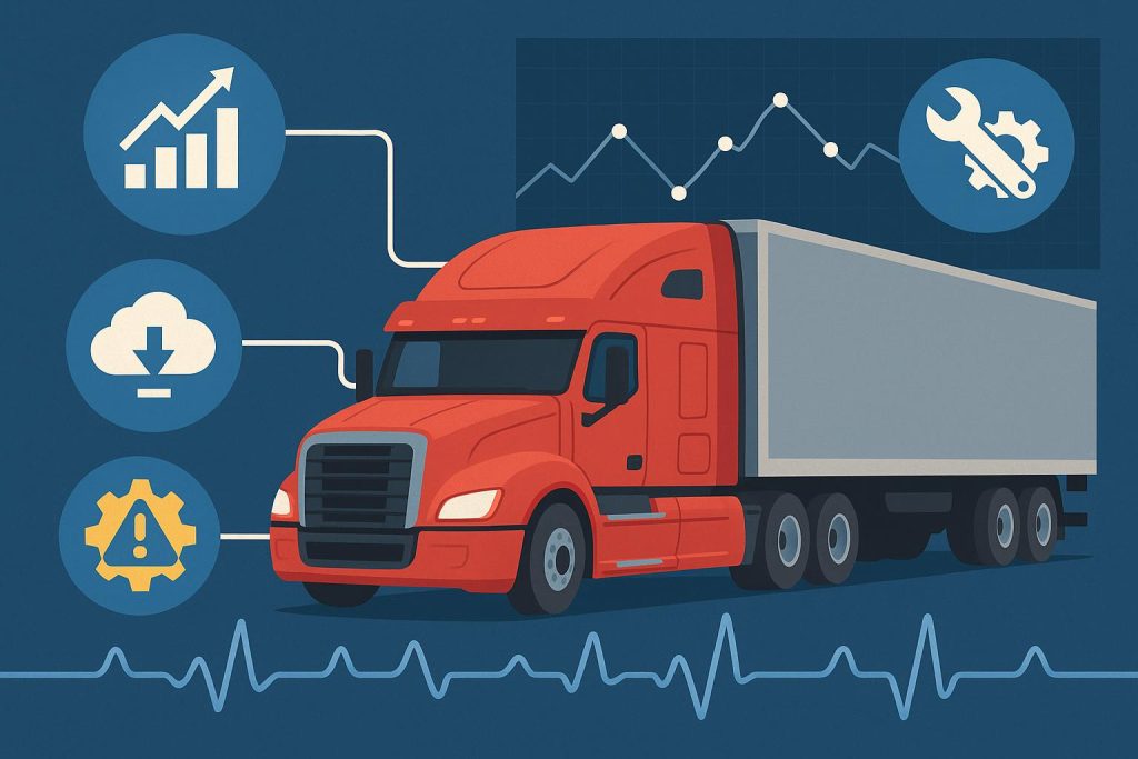 Fleet trucks equipped with predictive maintenance sensors and digital monitoring technology