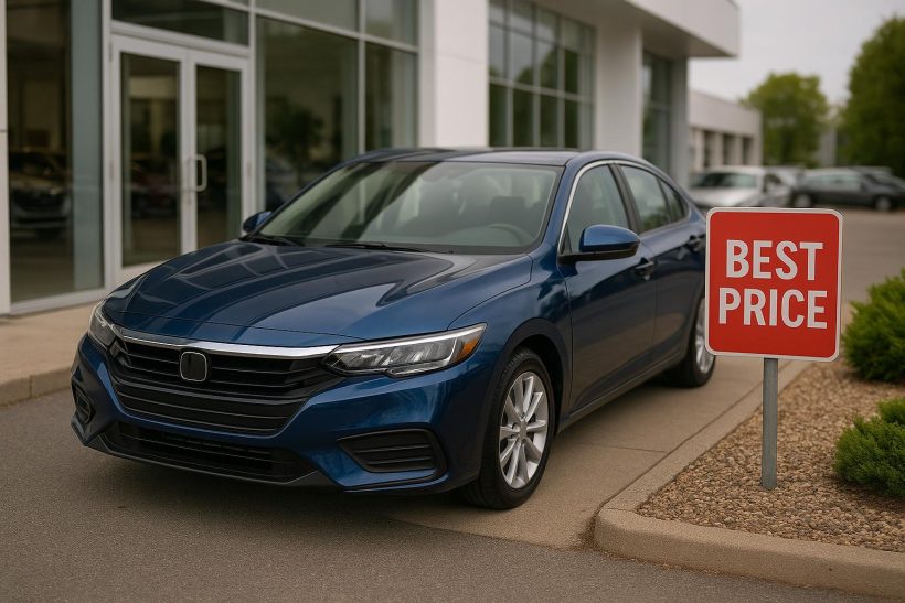 Shiny used car with clean exterior parked at dealership, highlighting high resale value potential