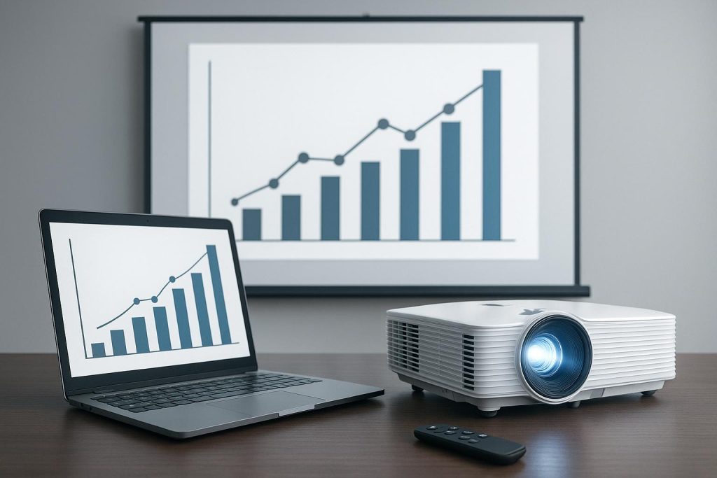 Confident business expert Randall Blum delivering a polished professional presentation