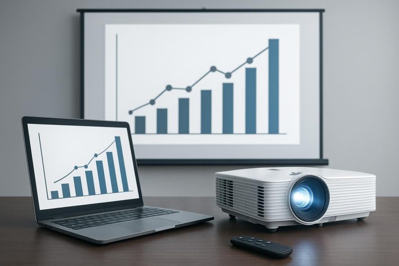 Confident business expert Randall Blum delivering a polished professional presentation