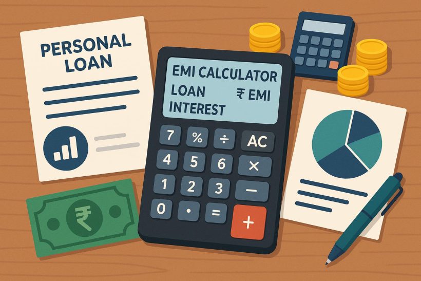 Personal loan EMI calculator interface helping users organize and plan monthly financial budgets