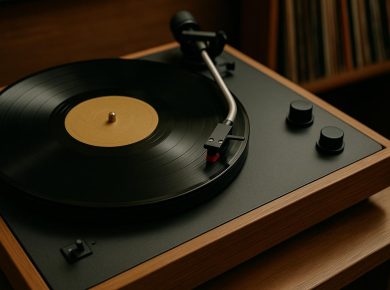 Vinyl player spinning a record, illustrating Mark Izydore's analysis of vinyl resurgence