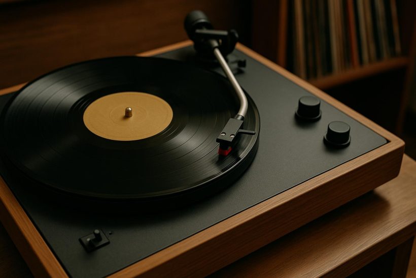 Vinyl player spinning a record, illustrating Mark Izydore's analysis of vinyl resurgence