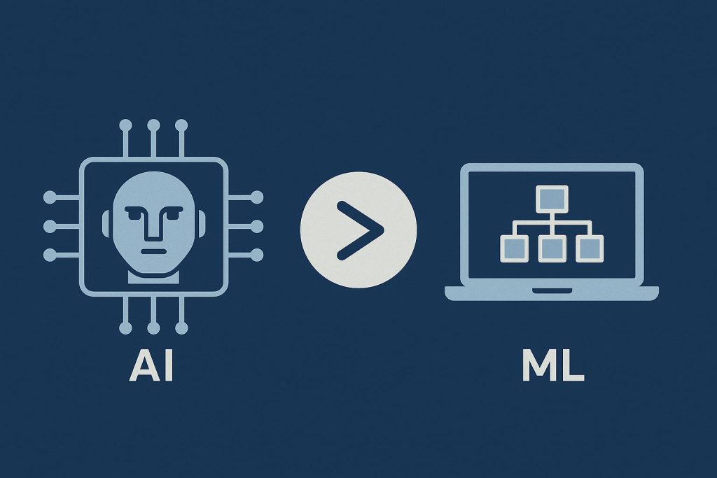 Abstract illustration highlighting the concepts of artificial intelligence and machine learning differences