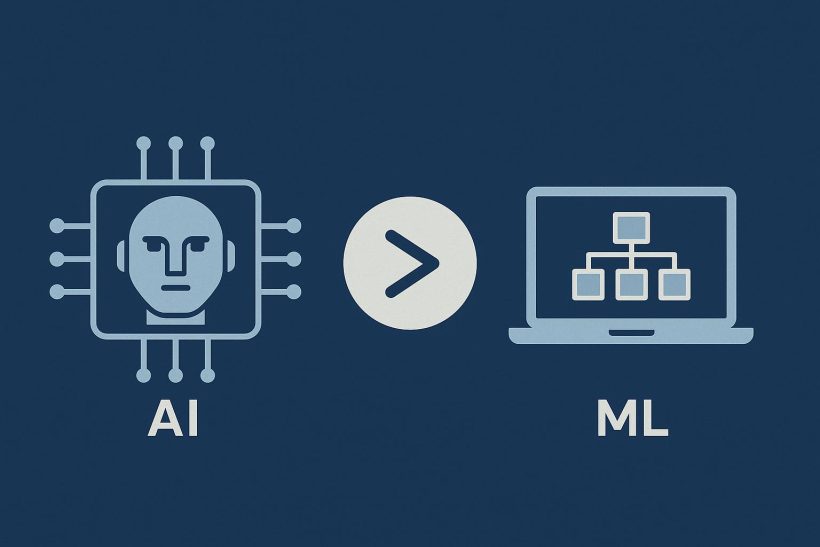 Abstract illustration highlighting the concepts of artificial intelligence and machine learning differences