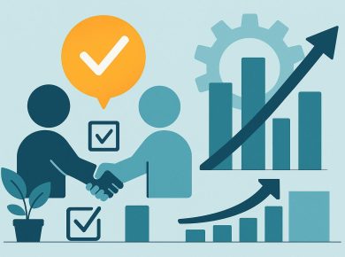 Businessman analyzing client strategy chart for effective long-term client management success