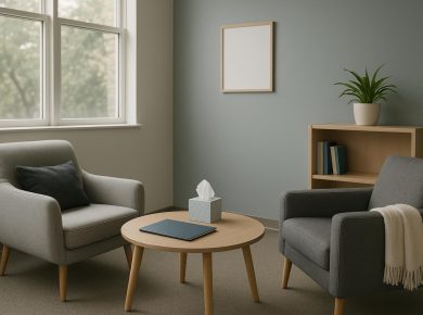Modern teen depression treatment center with comfortable therapy rooms and supportive environment