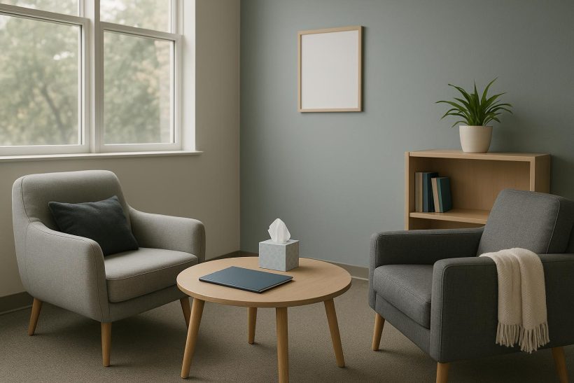 Modern teen depression treatment center with comfortable therapy rooms and supportive environment