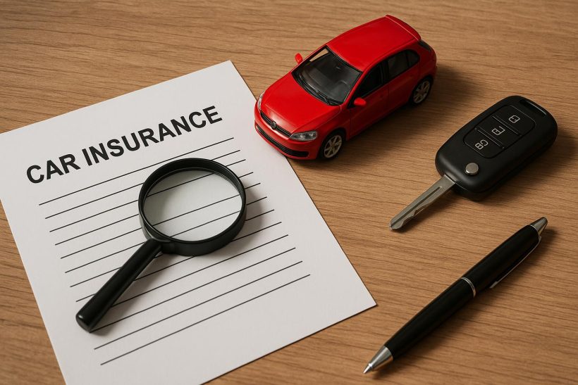 Car insurance policy document with add-ons highlighted, emphasizing renewal review importance
