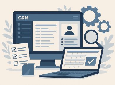 CRM dashboard with organized data charts and sales analytics representing clean data management