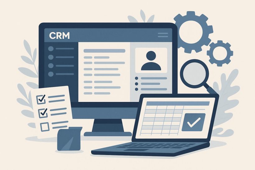 CRM dashboard with organized data charts and sales analytics representing clean data management